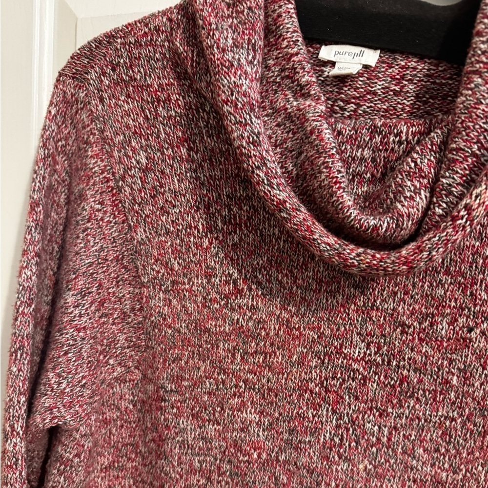 Pure J. Jill Wool Blend Cowl Sweater Oversized Marled Burgundy Red Size XL - Picture 2 of 7